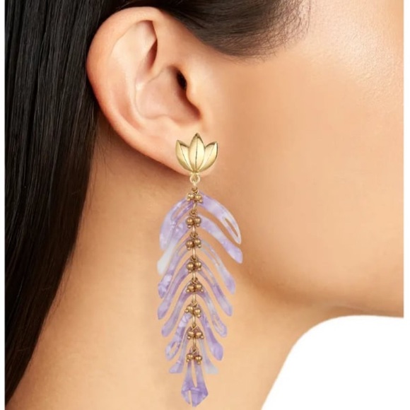 GAS BIJOUX Bo Cavallo Gold-Plated Lavender Drop Purple Earrings - Picture 7 of 9